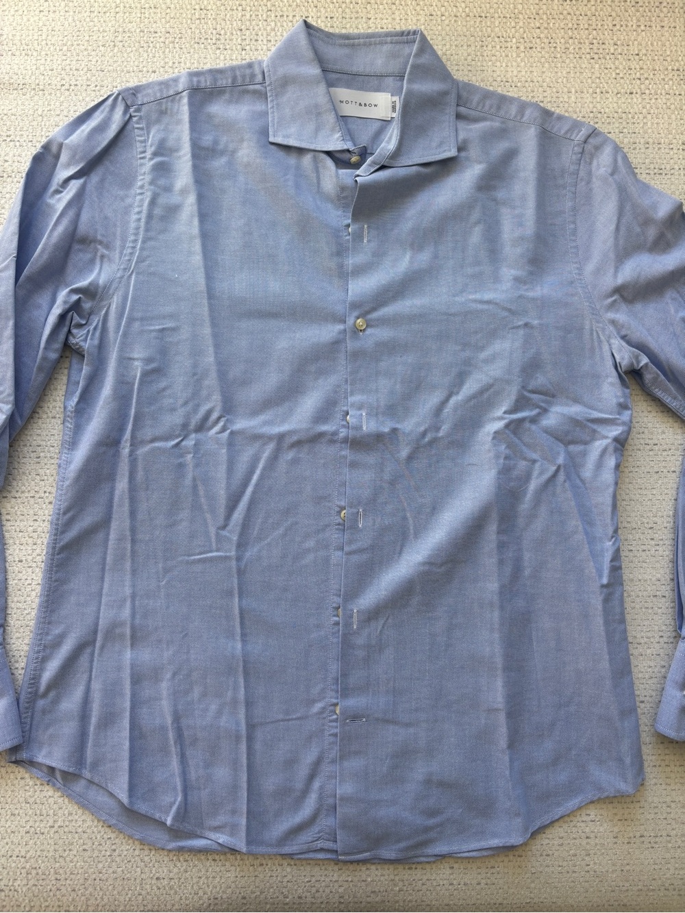 MOTT & BOW Kent Blue Long Sleeve Shirt Men's Blue Size Medium